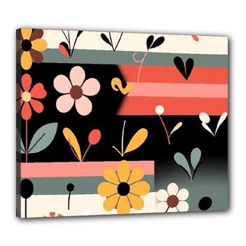  Minimalist Pattern With Simple Lines,flower And Shapes, Creating A Clean And Modern Canvas 24  X 20  (stretched) by myclothy
