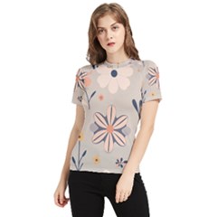  Minimalist Pattern With Simple Lines,flower And Shapes, Creating A Clean And Modern Women s Short Sleeve Rash Guard by myclothy