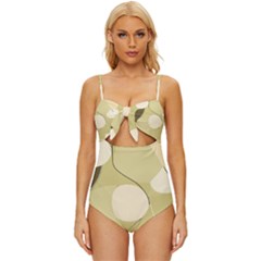 Minimalist Pattern With Simple Lines And Shapes, Creating A Clean And Modern Aesthetic 01 Knot Front One-piece Swimsuit by myclothy