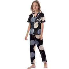 A Minimalist Pattern With Simple Lines And Shapes, Creating A Clean And Modern Aesthetic 03 Kids  Satin Short Sleeve Pajamas Set by myclothy