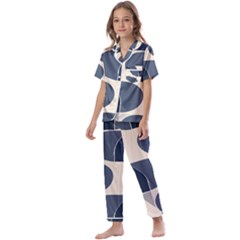 A Minimalist Pattern With Simple Lines And Shapes, Creating A Clean And Modern Aesthetic 04 Kids  Satin Short Sleeve Pajamas Set by myclothy