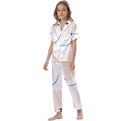 A Minimalist Pattern With Simple Lines And Shapes, Creating A Clean And Modern Aesthetic 05 Kids  Satin Short Sleeve Pajamas Set by myclothy