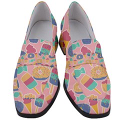 Ice Cream Donut Sweets Candie Women s Chunky Heel Loafers by Apenda