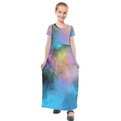 Smokescreen Kids  Short Sleeve Maxi Dress by pollyparadiseartshop