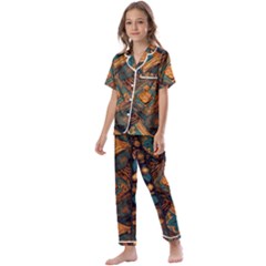 Tribal Chic Kids  Satin Short Sleeve Pajamas Set by pollyparadiseartshop