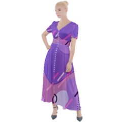 Colorful Labstract Wallpaper Theme Button Up Short Sleeve Maxi Dress by Apen