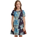 Fractal Triangle Geometric Abstract Pattern Kids  Puff Sleeved Dress View1