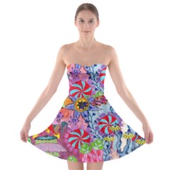 Cabbage Flower Abstract Strapless Bra Top Dress by okhismakingart
