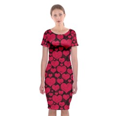 Valentines Day Hearts Pattern Love Red Classic Short Sleeve Midi Dress by Maspions