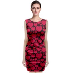 Valentines Day Hearts Pattern Love Red Sleeveless Velvet Midi Dress by Maspions