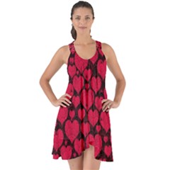 Valentines Day Hearts Pattern Love Red Show Some Back Chiffon Dress by Maspions