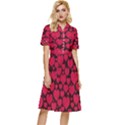 Valentines Day Hearts Pattern Love Red Button Top Knee Length Dress View1