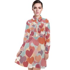 Valentines Day Hearts Romance Love Long Sleeve Chiffon Shirt Dress by Posterlux