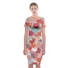 Valentines Day Hearts Romance Love Classic Short Sleeve Midi Dress by Posterlux