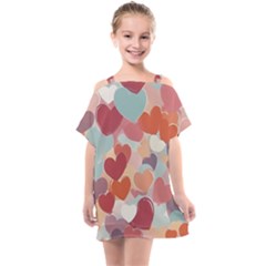 Valentines Day Hearts Romance Love Kids  One Piece Chiffon Dress by Posterlux