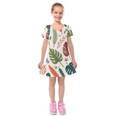 Leaves Autumn Kids  Short Sleeve Velvet Dress by Salmanaz77