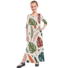 Leaves Autumn Kids  Quarter Sleeve Maxi Dress by Salmanaz77