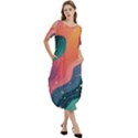 Art Abstract Pattern Cold Shoulder Loose Fit Dress With Pockets View3