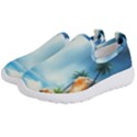 Delicate Watercolor Painting Surreal Oasis Scene With Intense Dramatic Lighting Kids  Slip On Sneakers View2