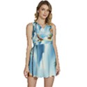 Delicate Watercolor Painting Surreal Oasis Scene With Intense Dramatic Lighting Sleeveless High Waist Mini Dress View1