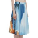 Delicate Watercolor Painting Surreal Oasis Scene With Intense Dramatic Lighting A-Line Full Circle Midi Skirt With Pocket View3