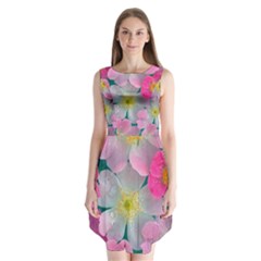 Pink Neon Flowers Flower Sleeveless Chiffon Dress   by Cemarart