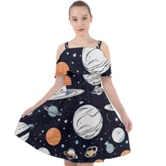 Space Galaxy Universe Stars Sky Cut Out Shoulders Dress by Paksenen