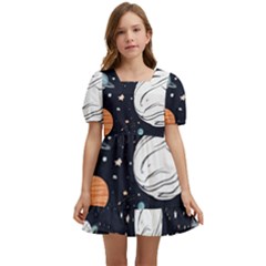 Space Galaxy Universe Stars Sky Kids  Short Sleeve Dolly Dress by Paksenen