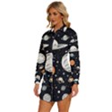 Space Galaxy Universe Stars Sky Womens Long Sleeve Shirt Dress View2