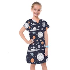 Space Galaxy Universe Stars Sky Kids  Drop Waist Dress by Paksenen