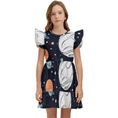 Space Galaxy Universe Stars Sky Kids  Winged Sleeve Dress by Paksenen