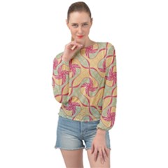 Abstract Pattern Design Scrapbooking Banded Bottom Chiffon Top by Paksenen