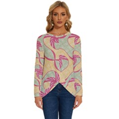 Abstract Pattern Design Scrapbooking Long Sleeve Crew Neck Pullover Top by Paksenen