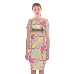 Abstract Pattern Design Scrapbooking Classic Short Sleeve Midi Dress by Paksenen