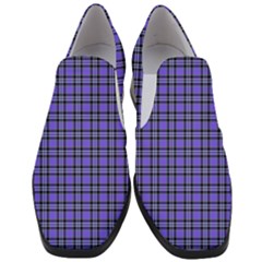 Blue Tartan Plaid 1 Women Slip On Heel Loafers by dressshop