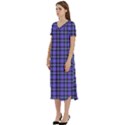 Blue Tartan Plaid 1 T-Shirt Midi Dress With Pockets View2