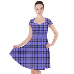 Blue Tartan Plaid 1 Cap Sleeve Midi Dress by dressshop