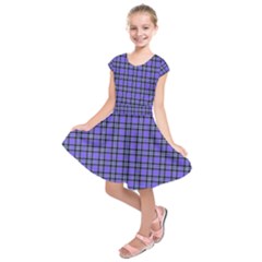 Blue Tartan Plaid 1 Kids  Short Sleeve Dress by dressshop