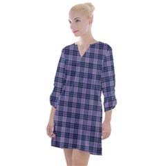 Purple Plaid Tartan 1 Open Neck Shift Dress by dressshop