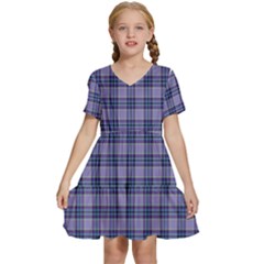 Purple Plaid Tartan 1 Kids  Short Sleeve Tiered Mini Dress by dressshop