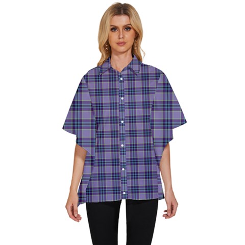 Purple Plaid Tartan 1 Women s Batwing Button Up Shirt by dressshop