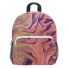 Pink Ribbon Kids  Age 5-10 Lightweight School Backpack With Side Pockets by kaleidomarblingart