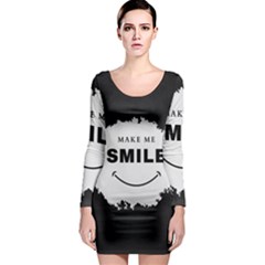 Black And White Simple Make Me Smile T Shirt 20250203 014057 0000 Long Sleeve Bodycon Dress by Cowcow2005
