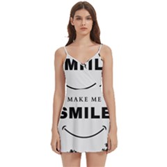 Black And White Simple Make Me Smile T Shirt 20250203 014057 0000 Body Wrap Sleeveless V-neck Mini Dress by Cowcow2005