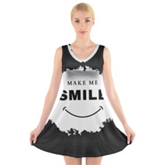 Black And White Simple Make Me Smile T Shirt 20250203 014057 0000 V-neck Sleeveless Dress by Cowcow2005