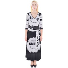 Black And White Simple Make Me Smile T Shirt 20250203 014057 0000 Quarter Sleeve Wrap Maxi Dress by Cowcow2005
