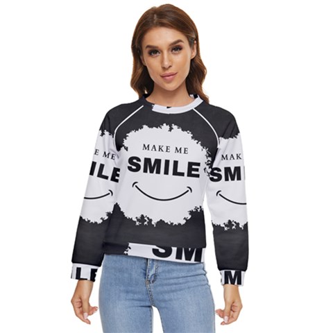 Black And White Simple Make Me Smile T Shirt 20250203 014057 0000 Women s Long Sleeve Raglan T-shirt by Cowcow2005