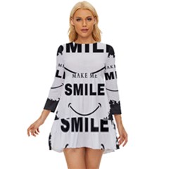 Black And White Simple Make Me Smile T Shirt 20250203 014057 0000 Long Sleeve Babydoll Dress by Cowcow2005