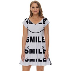 Black And White Simple Make Me Smile T Shirt 20250203 014057 0000 Short Sleeve Tiered Mini Dress by Cowcow2005