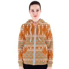 Winter Wonderland Seamless Pattern: Christmas Trees & Snowflakes On Dark Background Women s Zipper Hoodie by ArtfulThreads